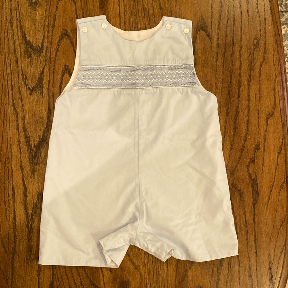 Dressy smocked shortalls